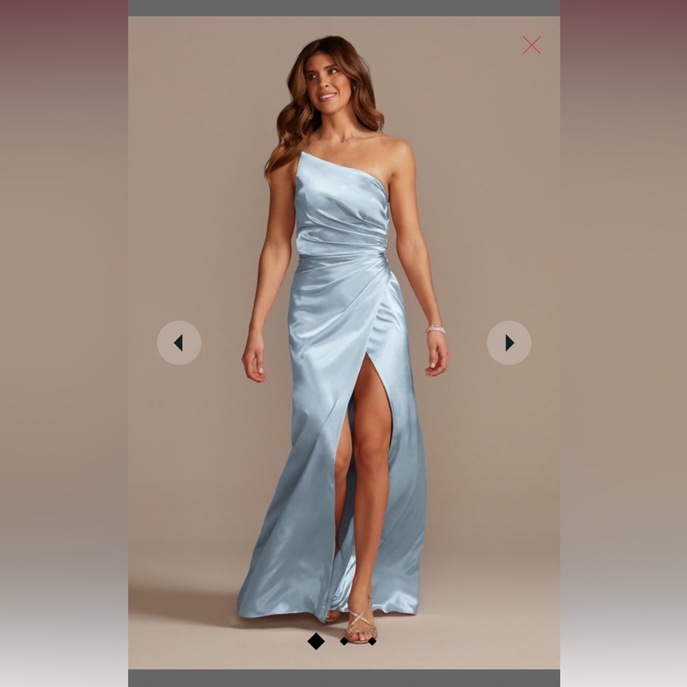 Davids bridal charmeuse draped one shoulder bridesmaid dress 4